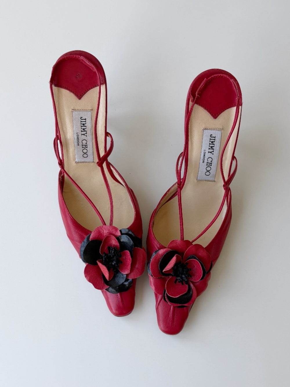 Vintage Jimmy Choo red leather slingback heels IT 39